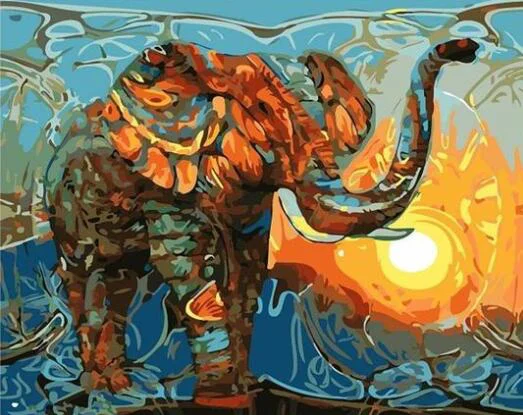 

paint by number art painting by numbers elephant & owls for home decoration