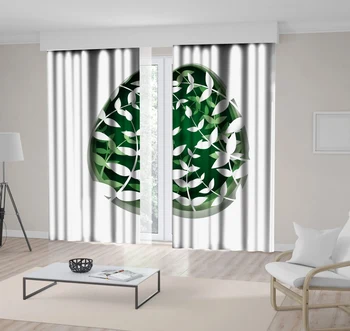 

Curtain Plants Grasses Greenery in an Egg Paper Cut Art Spring Decorative Illustration Green White