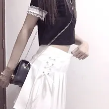 Sexy Skirt A-Line Lace-Up Punk Girls Harajuku Gothic High-Waist Preppy Women Summer Hip-Hop