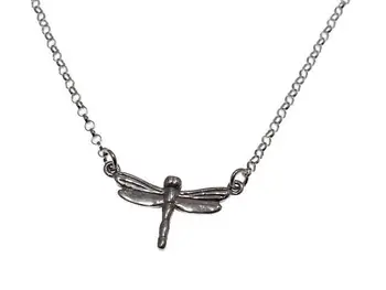 

Short silver choker with ROLO chain and LIBELULA Center