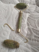 Gua Sha-Rodillo de piedra de jade para masaje facial, rodillo estiramiento piel cuello, doble cabezal, relajación de la piel, piedra de jade natural