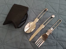3 uds 1 set portátil al aire libre Camping viajes Picnic plegable de acero inoxidable cubiertos cuchara tenedor cuchillo vajilla envío gratis