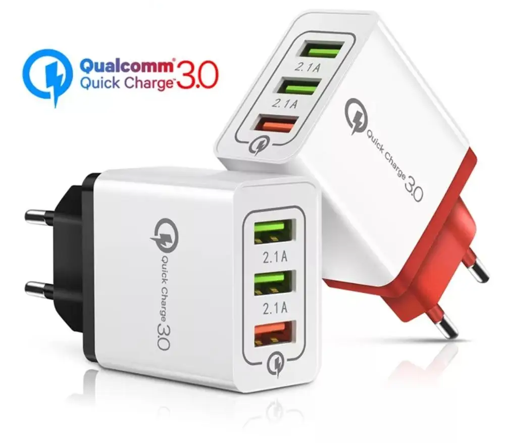18 Вт Зарядное устройство для мобильного телефона Qualcom 3,0+ 2 x 2.1A выход+ 1 м Быстрый кабель. Ультра быстрое зарядное устройство. Iphone samsung Xaomi