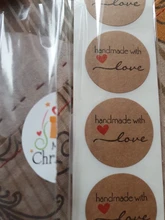 Pegatinas de papel Kraft Natural hechas a mano para embalaje, sello de Gracias pegatina, papelería, 500 Uds.