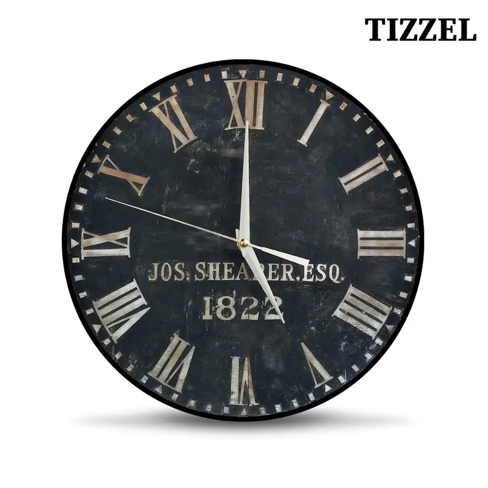Часы настенные Joseph TIZZEL Wall Clock Wood Vintage Modern Design Antique Style For Home Living Room Kitchen 30 cm | Дом и сад