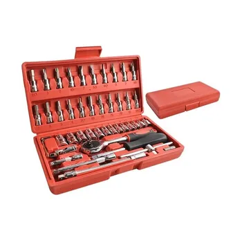 

Tool automotive and household accessories Kit with most common SAE & metric sockets, handle ratchet Drive, hammer,