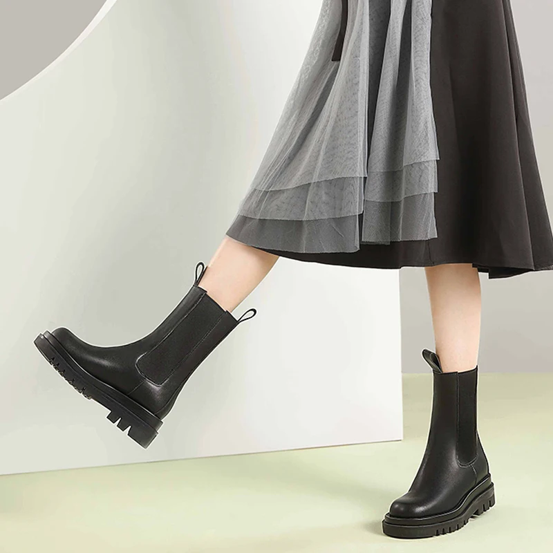 CAMEL Botas cortas de felpa para mujer, botines de media caña con  plataforma y parte inferior gruesa, estilo Chelsea, novedad, invierno, 2020|Botas  a media pantorrilla| - AliExpress