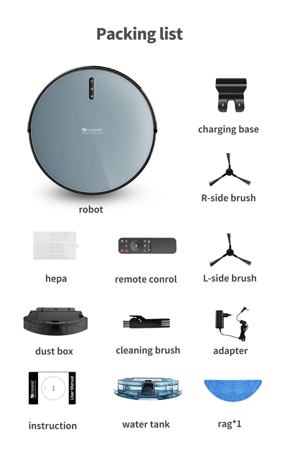 Proscenic 830P 2000PA Robot Vacuum Cleaner with Wet Cleaning Gyroscope Washing vacuum cleaner Home Carpet cleaner Auto Charge243