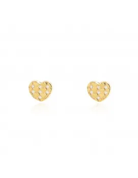

Gold earrings girl Heart textured and Zircons (9kts)