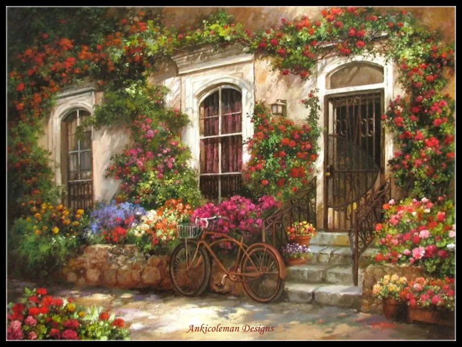 

Garden House - Counted Cross Stitch Kits - Crafts Color DIY Handmade Needlework for Embroidery 14 ct Aida Sets