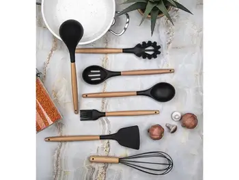 

7 Piece Silicone Serving Set, Patterned Brush,Pattern Perforated Spoon,Patterned Bucket,Patterned Pasta Spoon Patterned Spatula