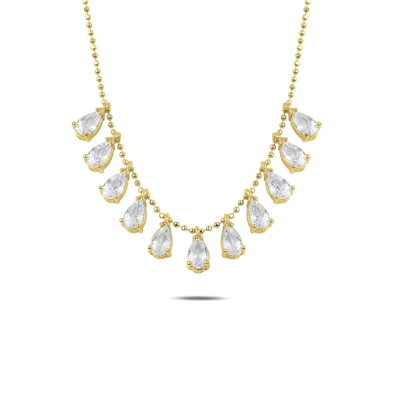 

Silver 925 Sterling Drop Zircon Cubic Zirconia Dangle Necklace