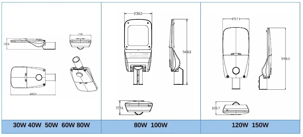 led street light size