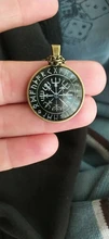 Vegvisir-Colgante de brújula vikinga para hombre y mujer, joyería de cristal, collar de cabujón, accesorios de ropa