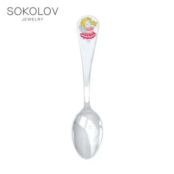 

Children's spoon "Angel with star", enamel Sokolov, fashion jewelry, silver, 925, women's/men's, male/female