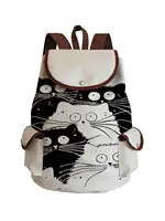 Cartoon Cute Cat Printed Backpack Fashion Teens School Bag For Teenager Girls Drawstring High Capacity Travel Rucksack Women 1