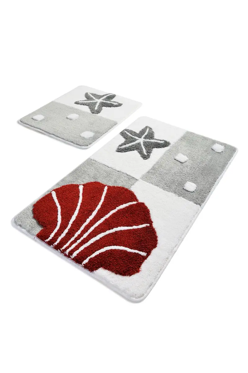 Коврики для ванной нескользящие Противоскользящие коврики противоскользящие морские звезды серый 2'Li набор 60X100 см-50X60 см