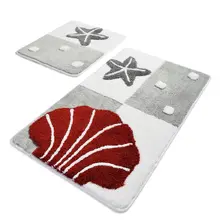 Коврики для ванной нескользящие Противоскользящие коврики противоскользящие морские звезды серый 2'Li набор 60X100 см-50X60 см