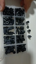 Unids/set M2 M2.5 M3 M4 hexagonal, separador de nailon de cabeza plana, negro/blanco, tornillos espaciadores de plástico, tuercas, 200