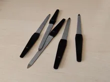 1or5 uds/negro Mango de Metal limas de uñas de doble cara fuerte borde manicura belleza y aseo pedicura para el cuidado de los pies herramientas