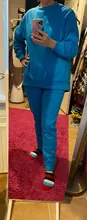 Outfits Women Tracksuit Sweatpants-Set Tops Two-Piece-Set Blue Cotton And Solid MEIYANGYOUNG