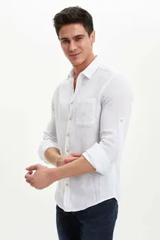 

DeFacto Man Long Sleeve Shirt Men's Summer White Shirts Men's Business Shirts Men's Smart Casual Shirts-N9097AZ20SM