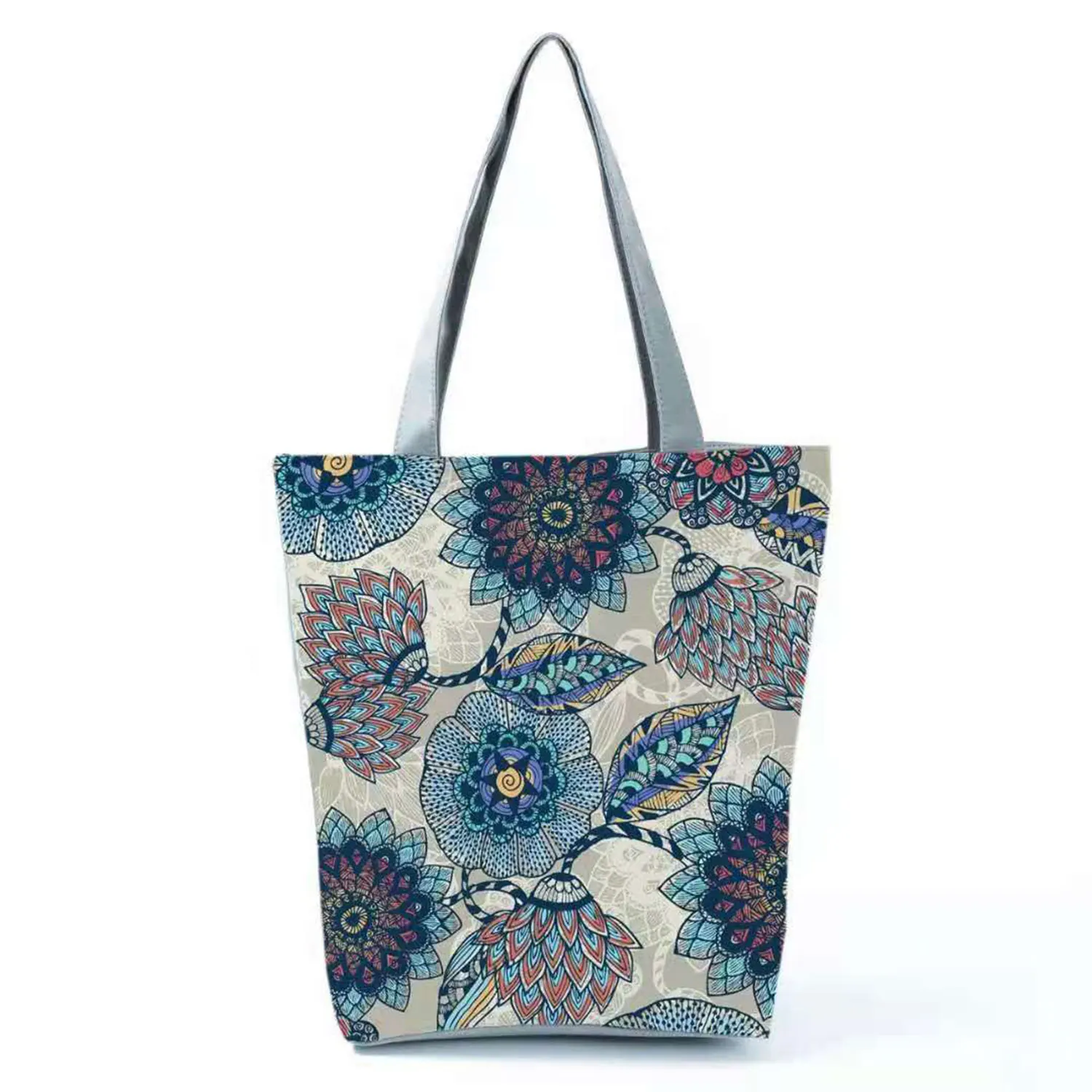 Geometry Flower Tote Bag Women Eco Linen Reusable Shopping Bag Floral Print Handbags For Lady Traveling Beach Hand Shoulder Bags wristlet wallet Totes