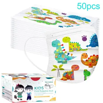 

50pcs a box Children's Cartoon Disposable Mask 3 Layer Child Kids Filter Hygiene Thicken Face Mouth Mask Earloop Fast Delievry