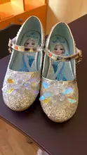 Disney-zapatos de princesa Elsa para niña, zapatos de vestir de dibujos animados de Frozen para niña, zapatos de fiesta de moda con tacones altos, regalo de Navidad