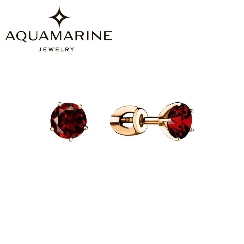 Серебряные серьги пусеты гвоздики Aquamarine 4403803 S g a с гранатами|Серьги-гвоздики| |