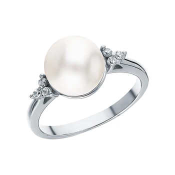 

Silver ring with cultured pearls and cubic zirconia sunlight sample 925