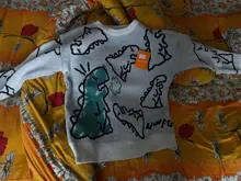 Suéter de moda Harajuku para hombre, ropa informal estilo Hip Hop, jersey de dibujos animados de dinosaurios, cuello redondo, suéteres de pareja informales de gran tamaño