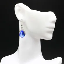 35x12 мм Романтический в виде капли воды формы создан фиолетовый танзанит Белый CZ девушки серебряные серьги