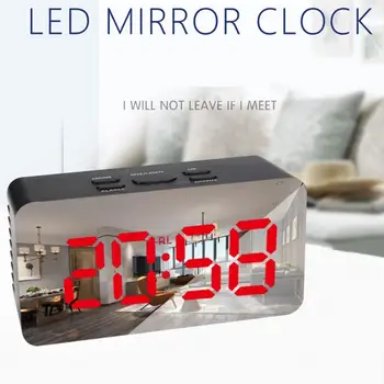 

Multifunctional LED Mirror Digital Alarm Clock Snooze Fuction Time Temperature Display Home Decoration Desktop Clock