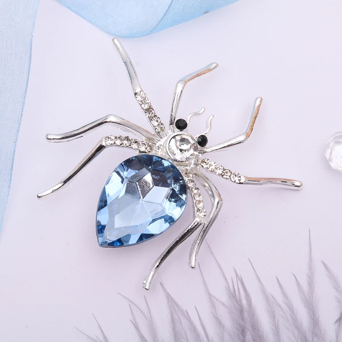 Broche araignée, couleur blanc bleu argent | AliExpress