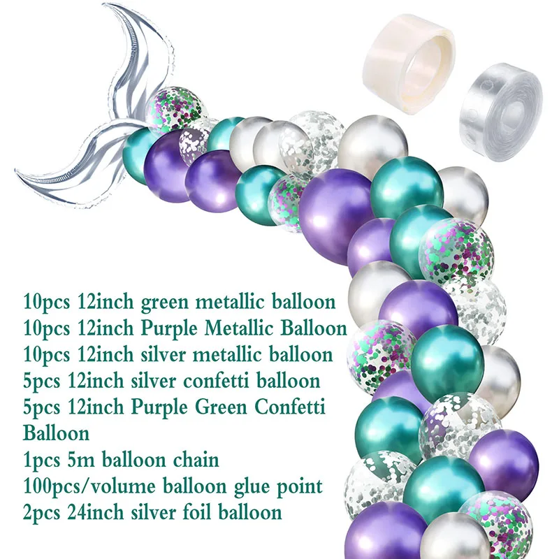 1 комплект, воздушные шары в виде хвоста русалки, Детские вечерние шары в тематическом стиле русалки, украшение для первого дня рождения