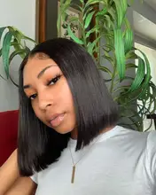 Luvin-mechones de cabello humano postizo brasileño, extensiones de cabello humano liso con cierre frontal de encaje 4X4