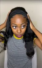 Headband Wig Human-Hair Body-Wave Full-Machine High-Density Women for Designer