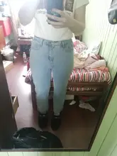 Boyfriend Jeans Loose-Coated Denim Pants Elastic-Waist Street-Style Vintage Plus-Size