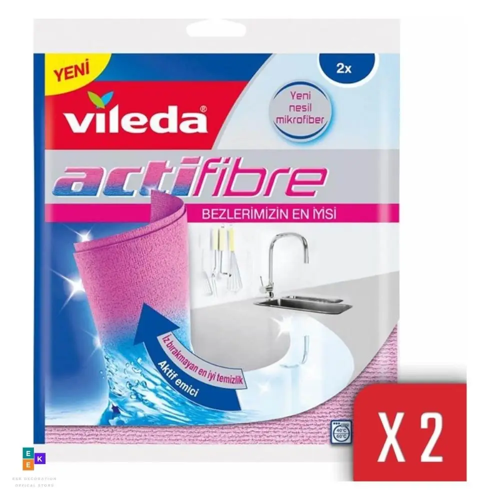 2 Pezzi Vileda Tessuto In Microfibra Activree Nuova Generazione Tecnologia In Microfibra Vileda Turbo Facile Da Strizzare E Pulire Efficace E Potente