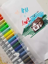 Conjunto de rotuladores de doble punta, Set de 12-120 rotuladores para dibujo artístico, obra de arte con acuarela