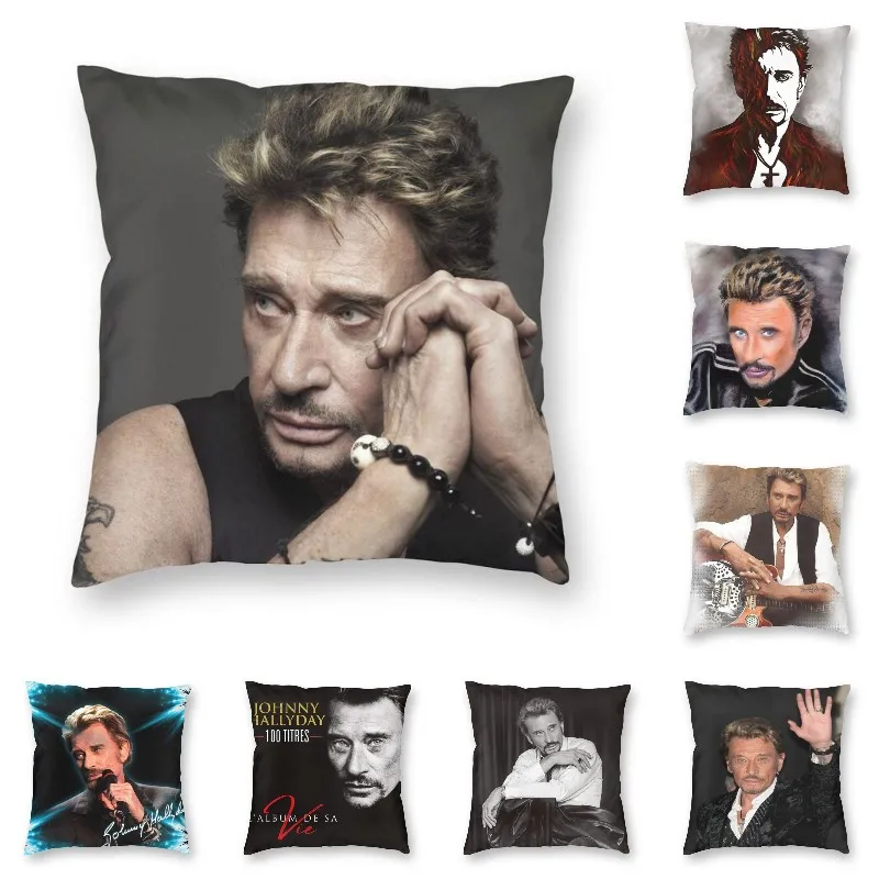 

Modern Johnny Hallyday Cushion Cover Soft French Rock Singer Pillow Case Home Decorative For Sofa Living Room Throw Pillowcase