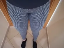 Polyester Leggings Normov Seamless Patchwork-Print Elastic Push-Up Ankle-Length High-Waist