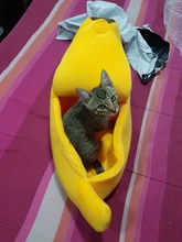 Banana Shaped Cat Bed House Warm Cozy Puppy Cushion Kennel Portable Soft Pet Sofa Cute