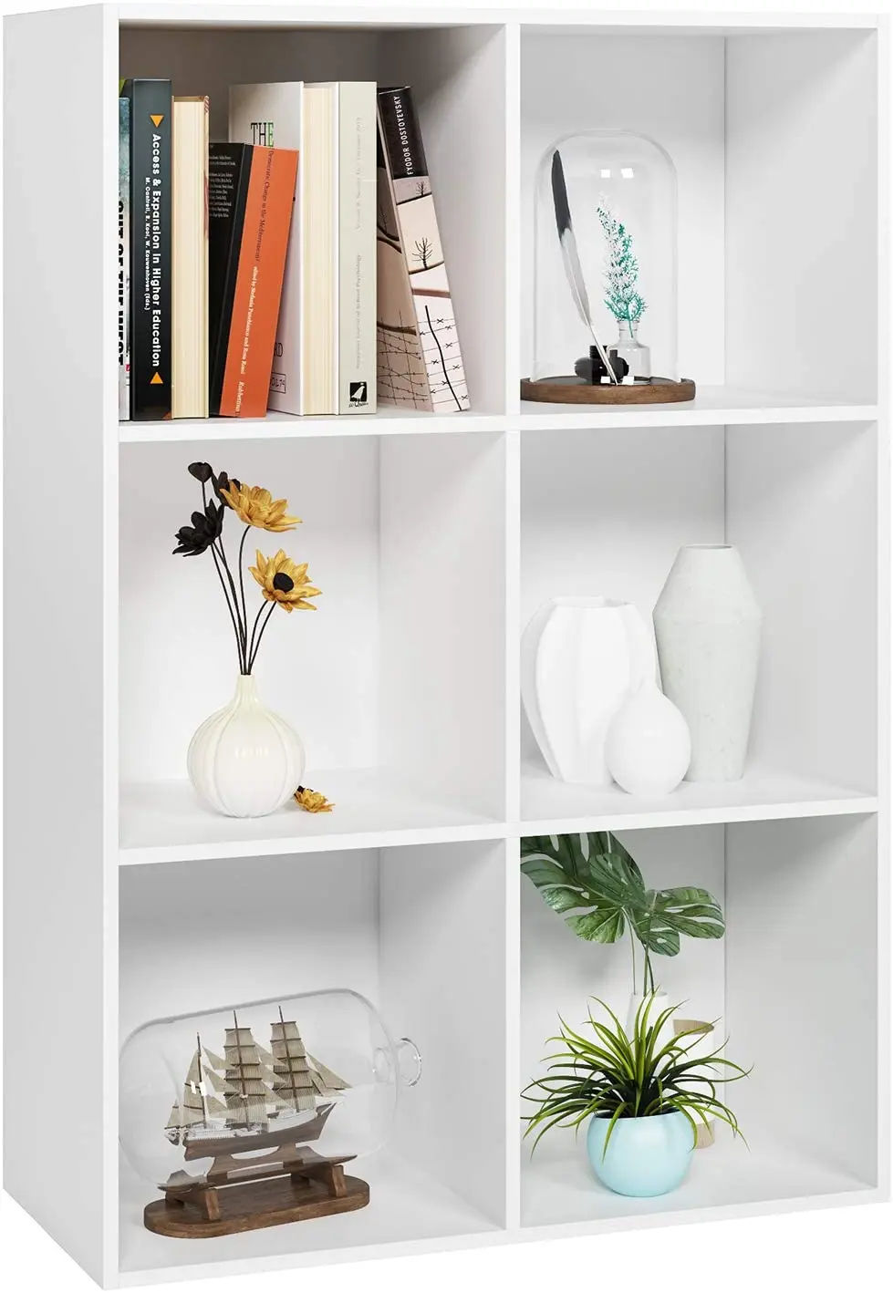 Homfa Split Bookcase with 6 Shelves, Room Divider, Stand Shelf, Office Shelving, Filing Shelf