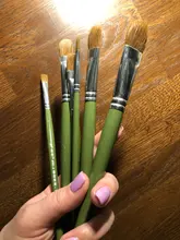 Pincel Para óleo de nailon, Pincel redondo de lujo Para acuarela, aceite, Pincel acrílico, suministros de arte, 6 uds.