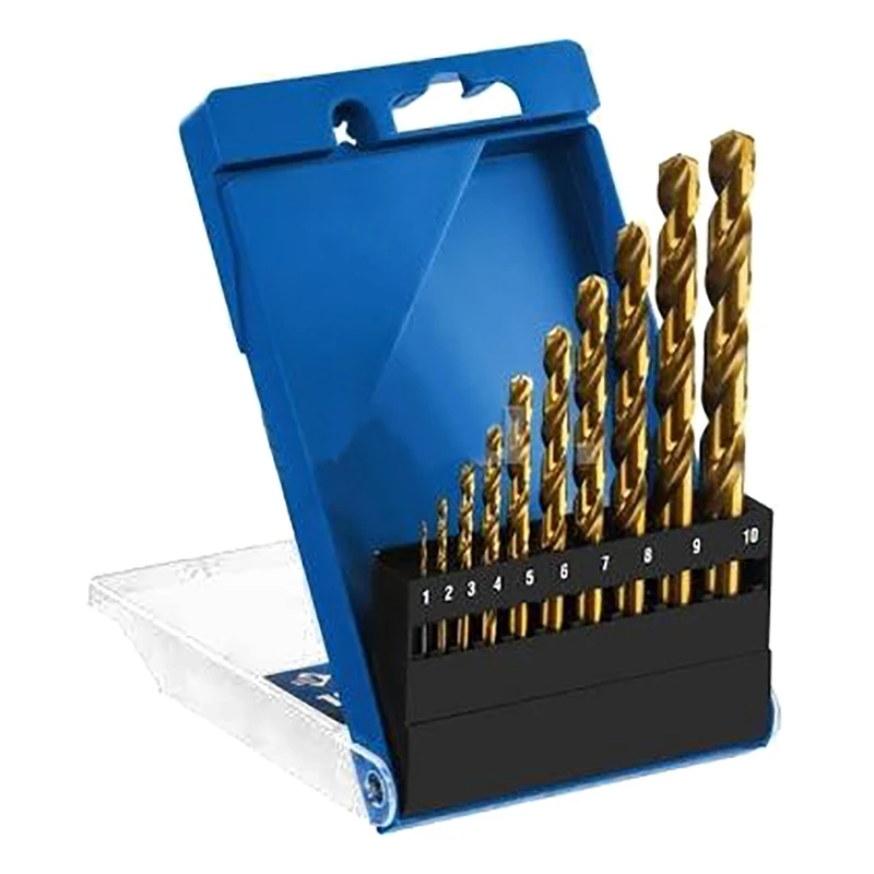 Набор сверл по металлу KRAFTOOL 29651-H10 (10 предметов; диаметр рабочей части 1-10 мм; цилиндрический хвостовик)