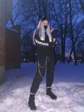 Pantalones Cargo informales para mujer, pantalón holgado de cintura alta, color negro, estilo coreano, con cinta, envío directo