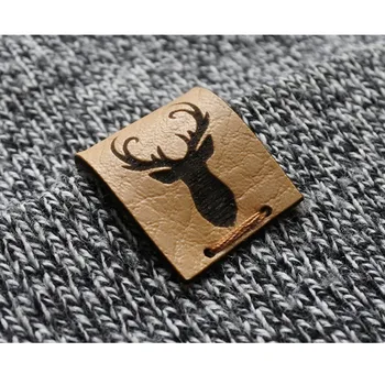 

50pcs personalized Leather logo Garment crochet tag labels, Sewing Brand clothing label for handmade items,Knitting Product tags