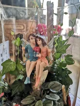 Couple Figurines Scene-Decoration Craft Swing Flower-Fairy Landscape-Pendant-Resin Romantic